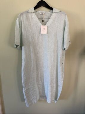 Peserico Pale Blue Striped V-Neck Polo Shirt
